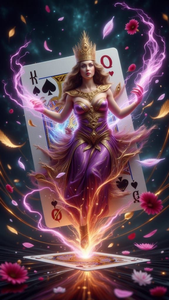 Queen of Clubs Steps Out: A Digital Illustration
