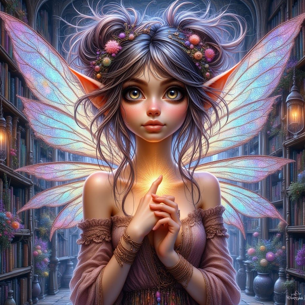 Fairy Weaving Dreams in Luminous Airbrush Style
