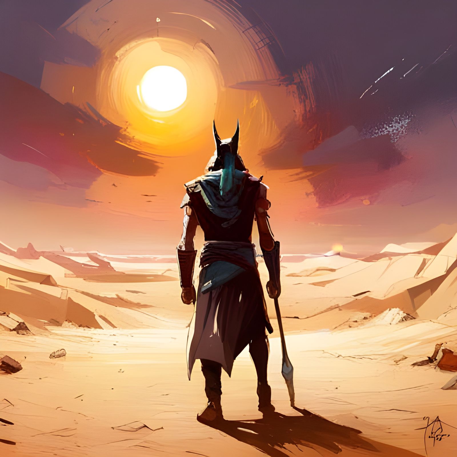 Anubis wandering the desert
