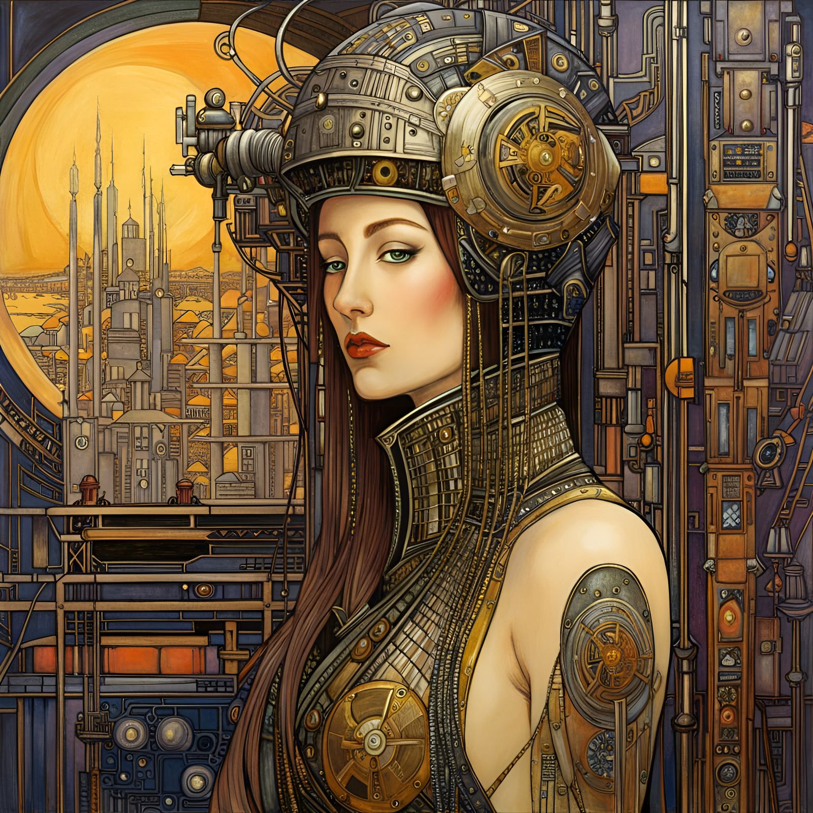 Cyberpunk Engineer in Mecha Suit