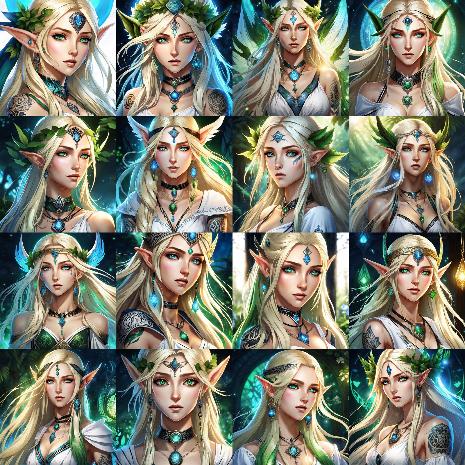 Anime Portrait of Elf Woman with Rune Tattoos