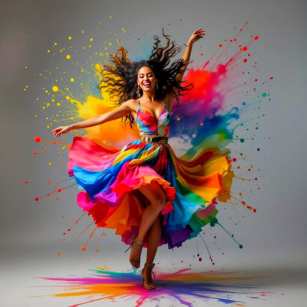 Vibrant Ink Splatter Dance: Photographic Moment