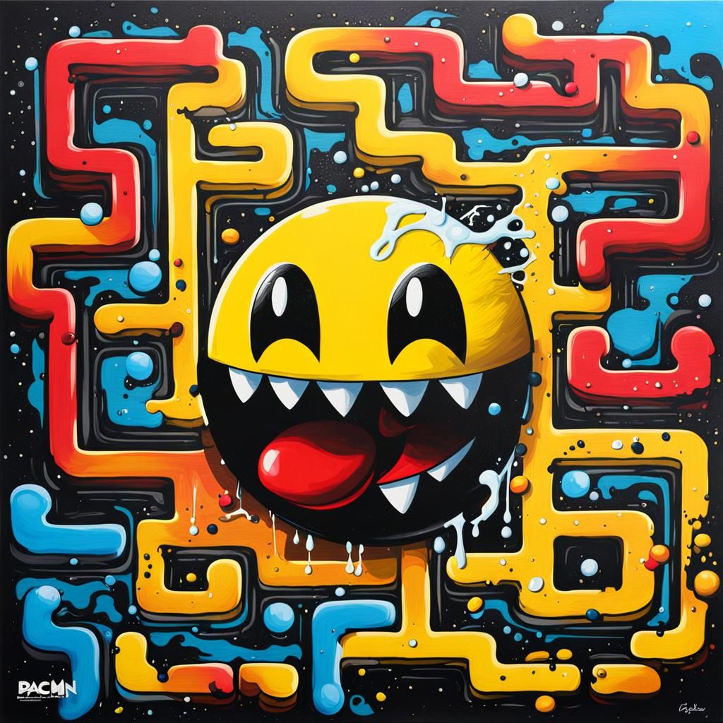 Pac-Man Graffiti Art: Colorful Street Style