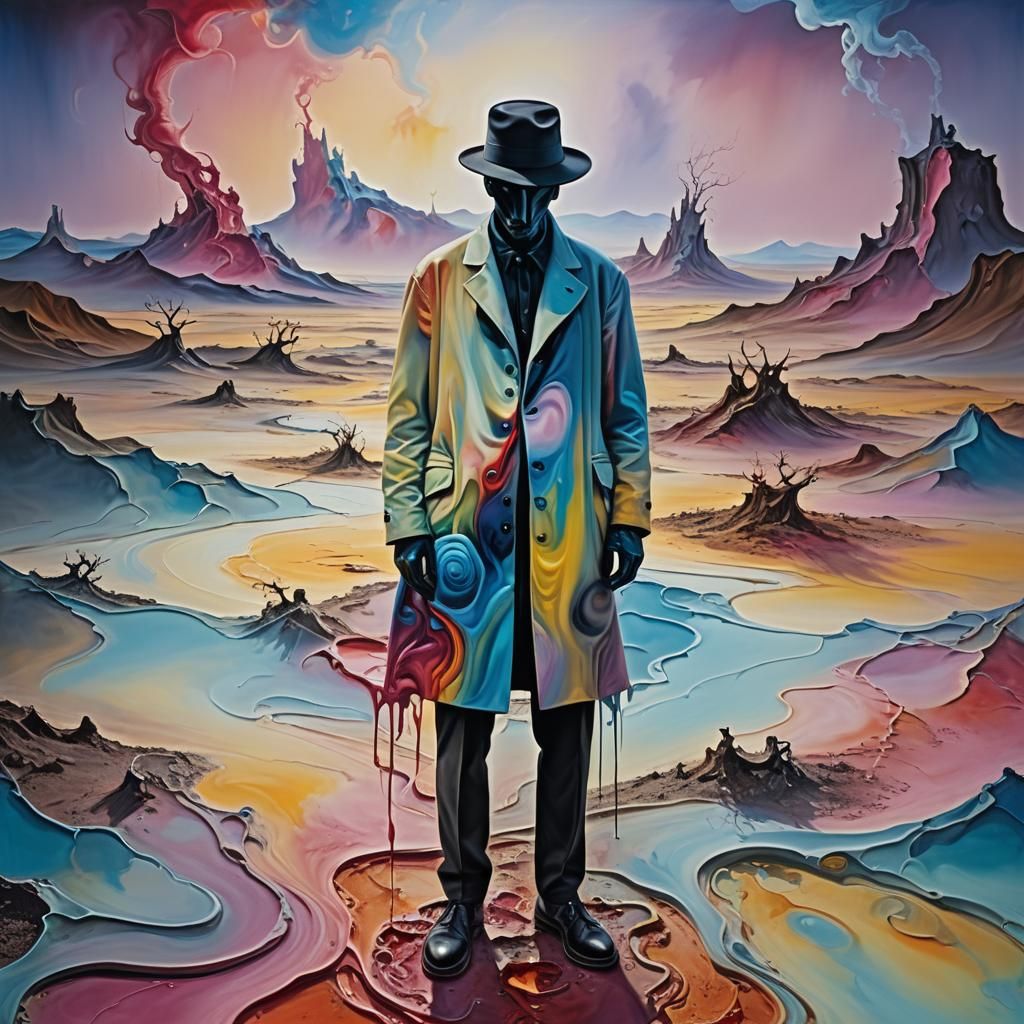 Surreal Desolate Figure in a Dreamy Oil Painting