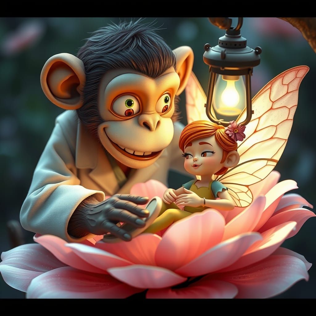 Monkey Doctor Heals Fairy in Pixar Style
