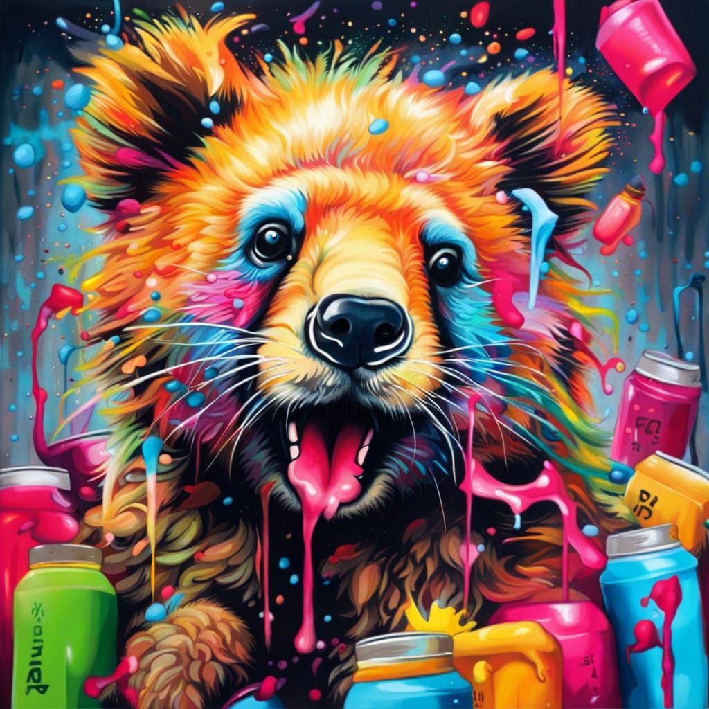 Animal Supermarket in Graffiti and Splash Art Style
