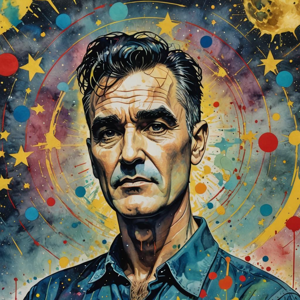 Morrissey in Pop Art Watercolor Style