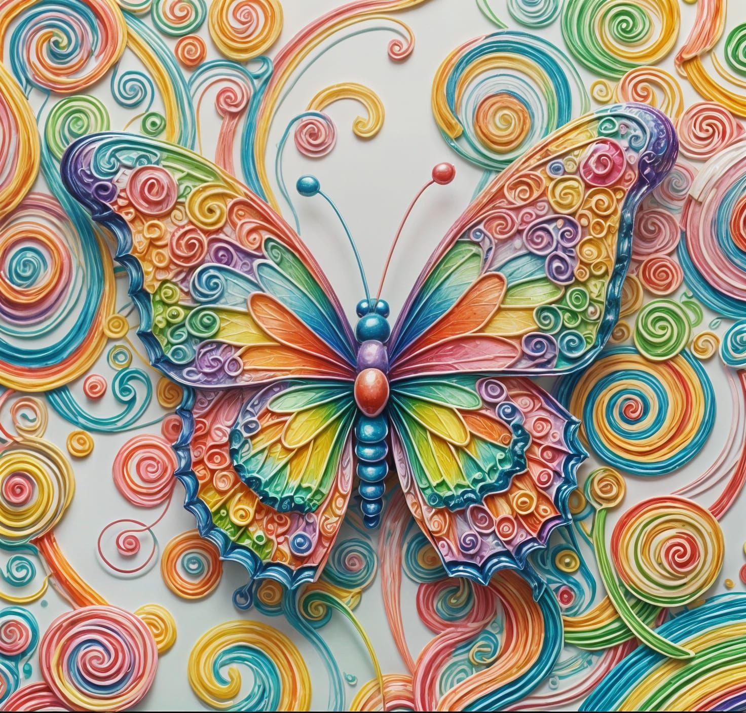 Rainbow Butterfly in Candy Art Style