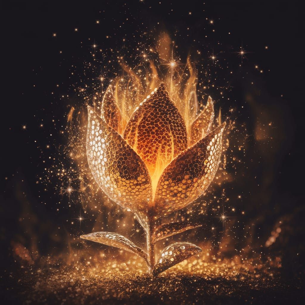 Golden Sequin Bloom Radiates Whimsical Wonder