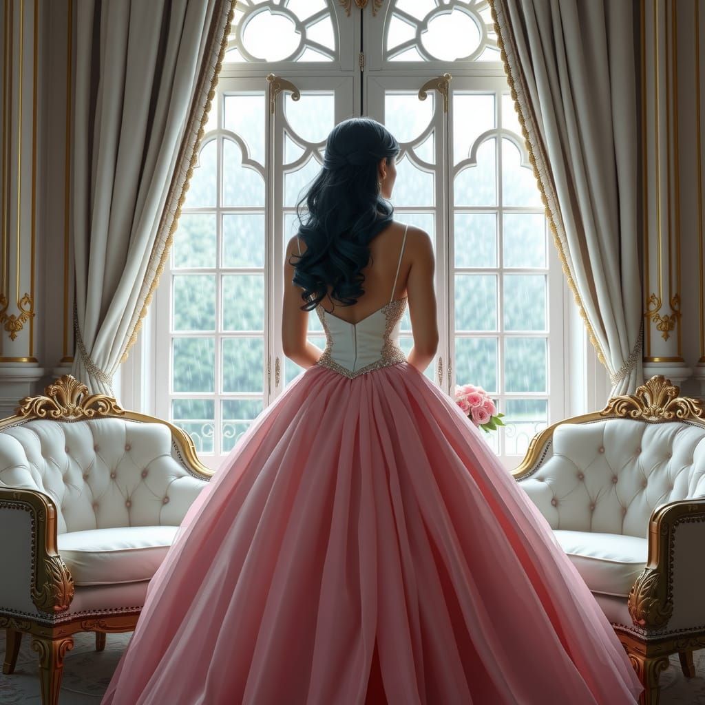 Enchanting Ball-Gown Portrait in Concept Art Style