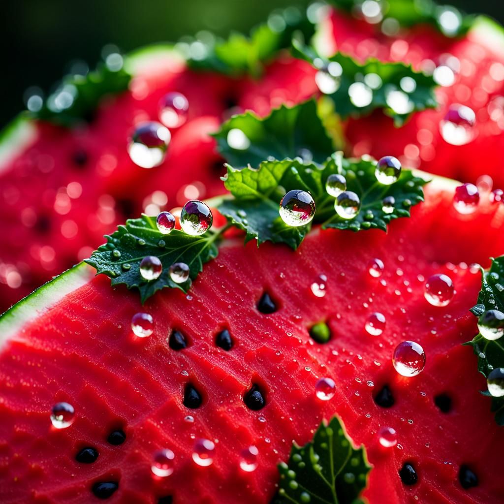 Dew Drops on Watermelon in Palestine, Professional Photograp...
