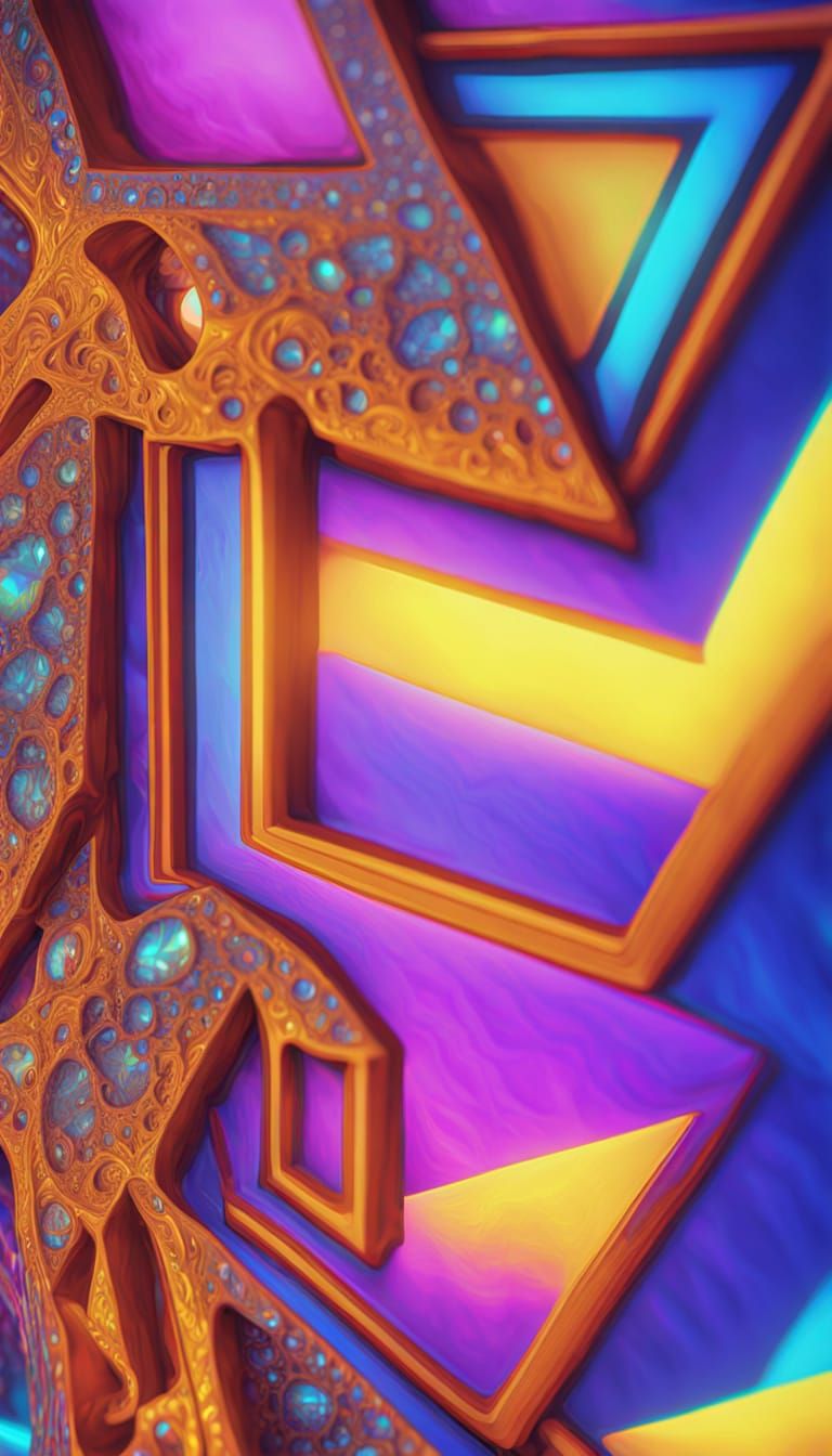 Crystalline Lattice with Reflorescent Neon 3D Effects