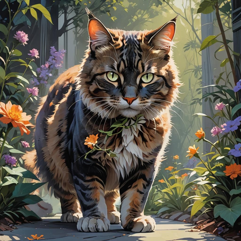 Cat with Flower: Cinematic Still Life