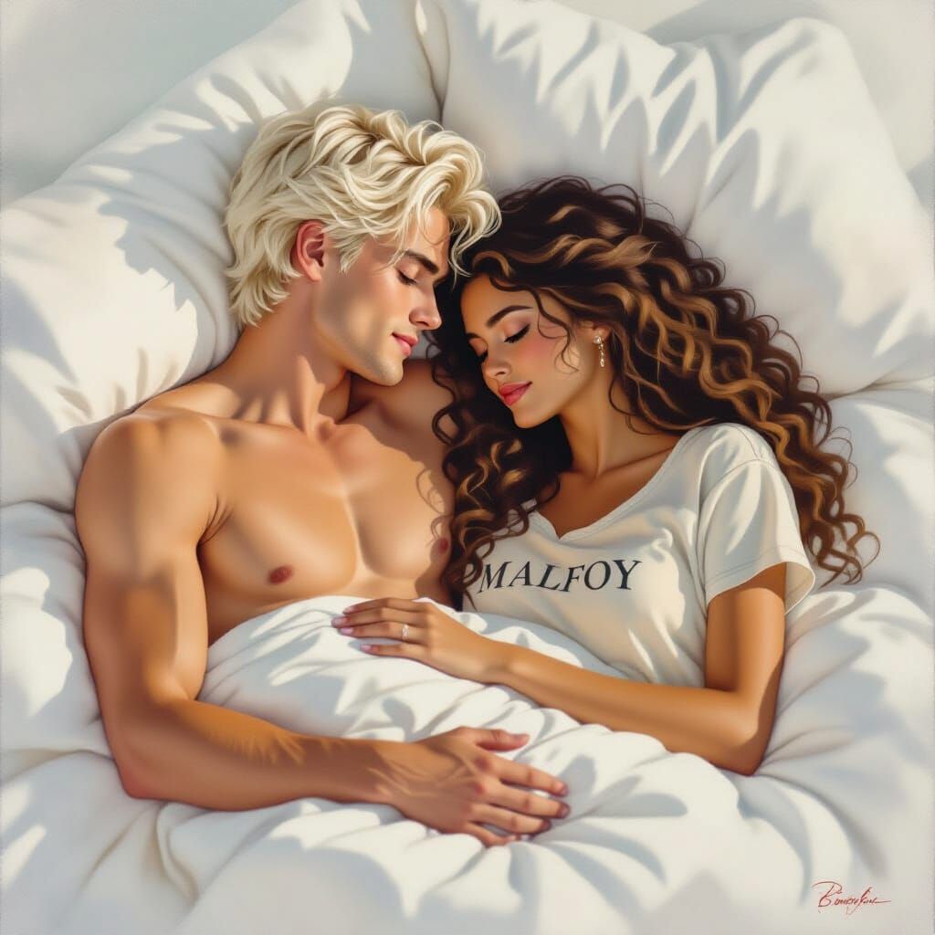 Loving Couple in Watercolor Painting Style