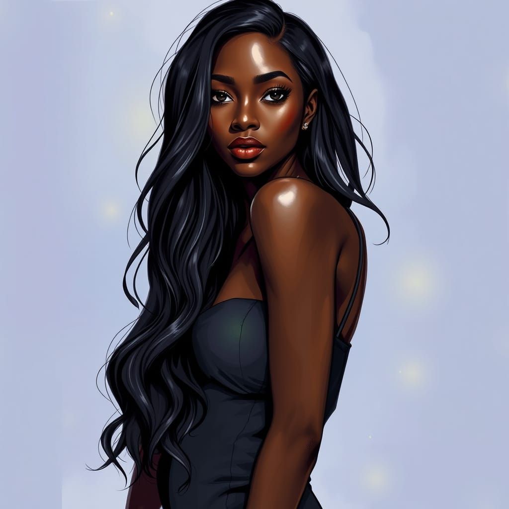 Elegant African Woman Portrait with Realistic Detail