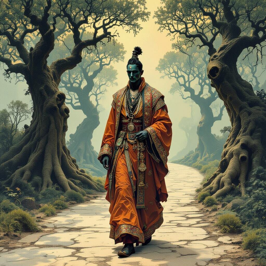 Mystical Road: Eunuch in Ornate Clothing, Surrealist Futuris...