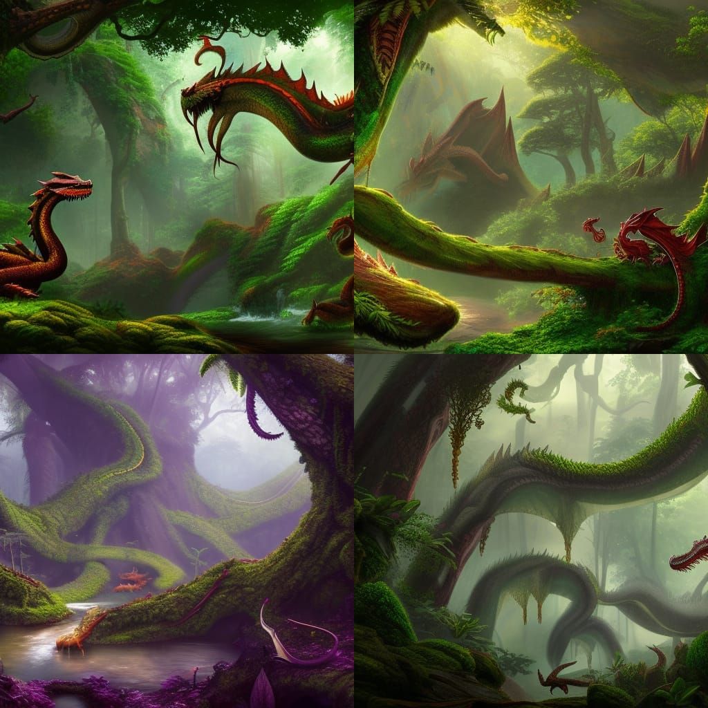 Dragons' Tea Party in a Majestic Rainforest