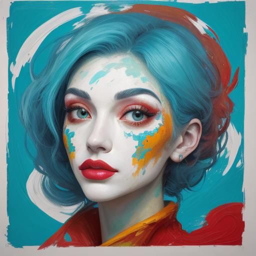 Pop Surrealism: Woman with Fish in Colorful Eclipse