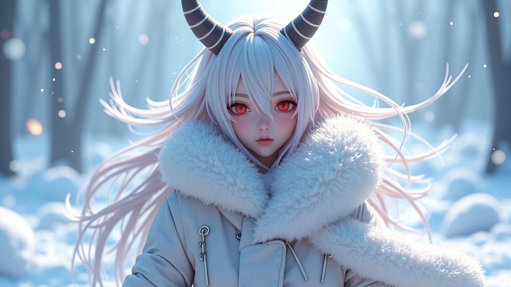 Icy Female Devil in Anime Art Style