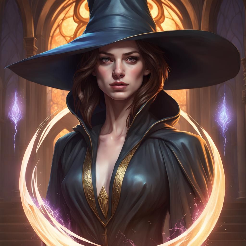 Fantasy Mage Portrait Opening Portal, Detailed Digital Art