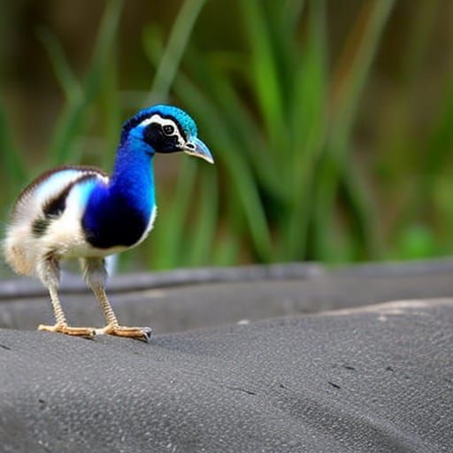 Adorable Baby Peacock Portrait in Realistic Style