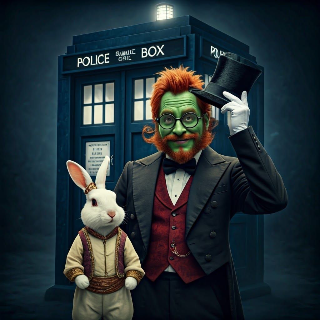 Magical HooDoo Poses in Front of Tardis, Accompanied by Maje...