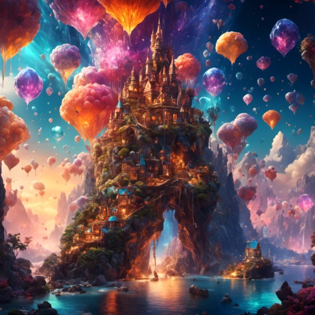 Enchanting Crystal Cave of Wonders in Hyperreal Style