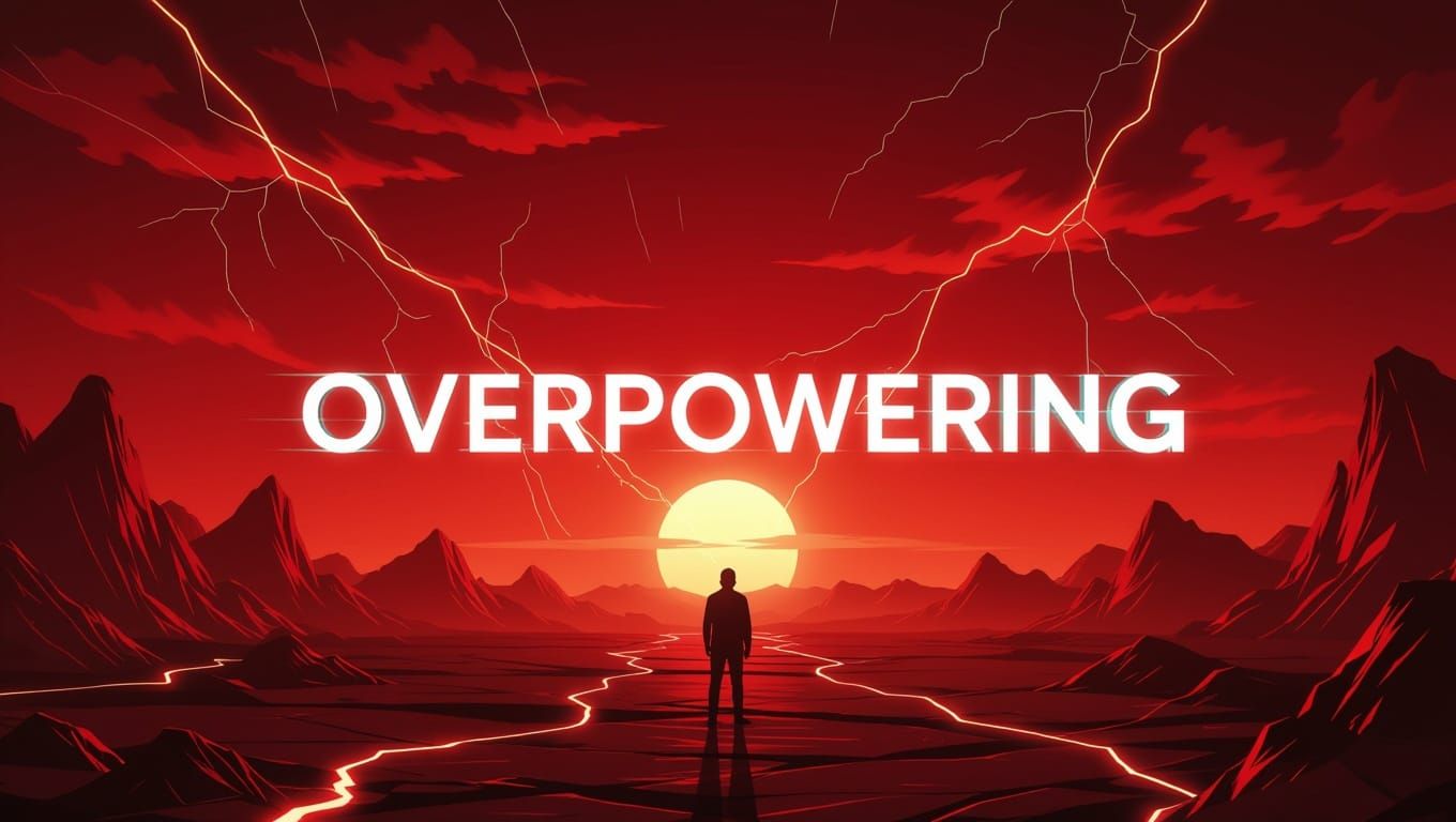Overpowering Crimson Digital Surrealism in Dystopian Sci-Fi