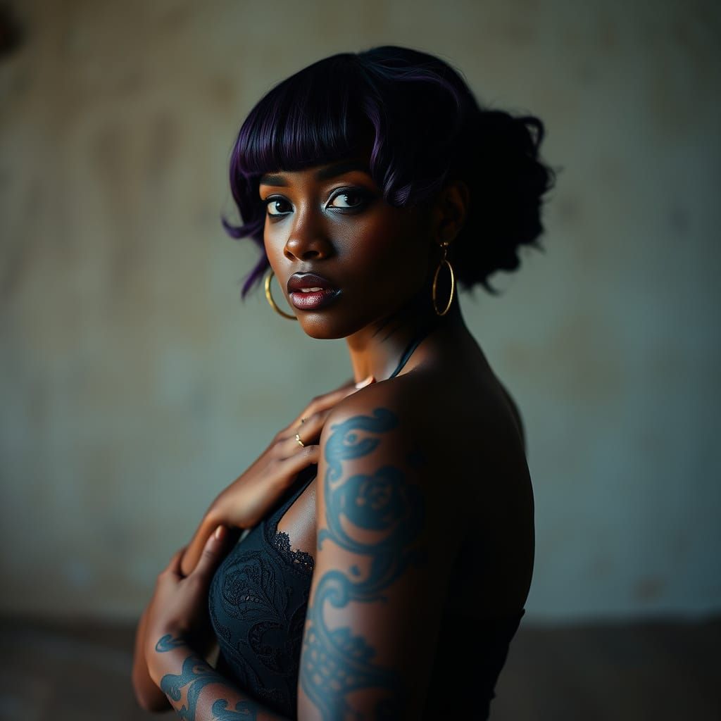 Dramatic African Woman Portrait in Cinematic Style