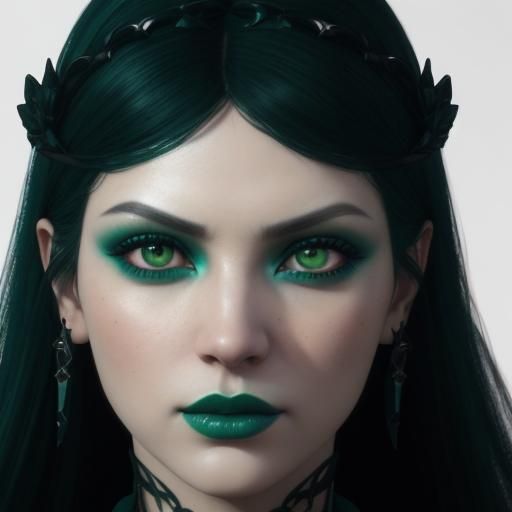 Very realistic Gothic portrait of gothic beauty with long bl...