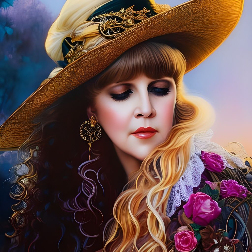 Stevie Nicks in Rococo Style, Hyperdetailed Close-up