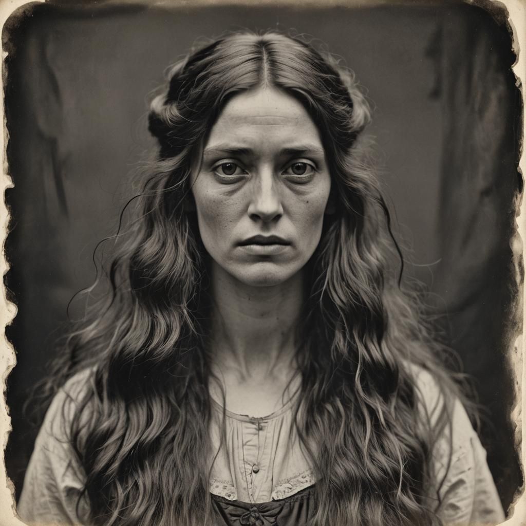 Intense Victorian Woman in Damaged Photorealism Style