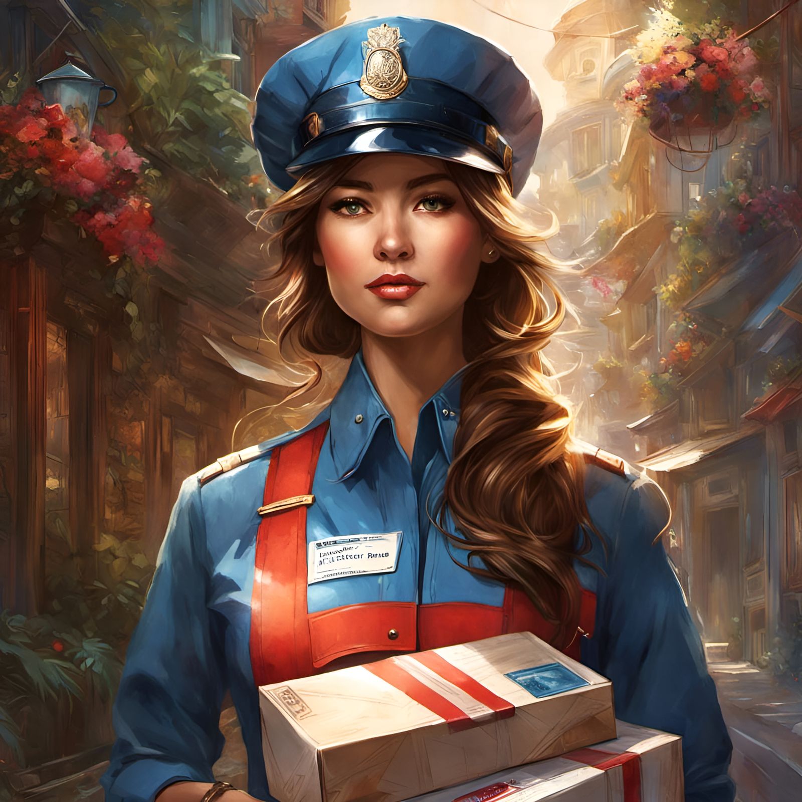Portrait of a Gorgeous Female Mailman