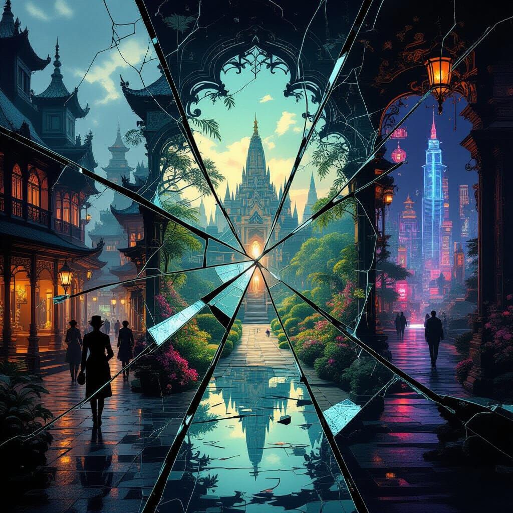 Shattered Mirror Reflects Multiple Realities in Surreal Digi...