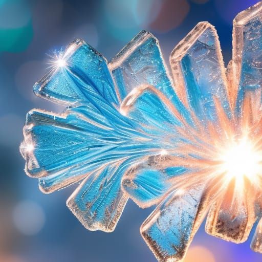 Hyperrealistic 3D Ice Crystals with Vivid Colors