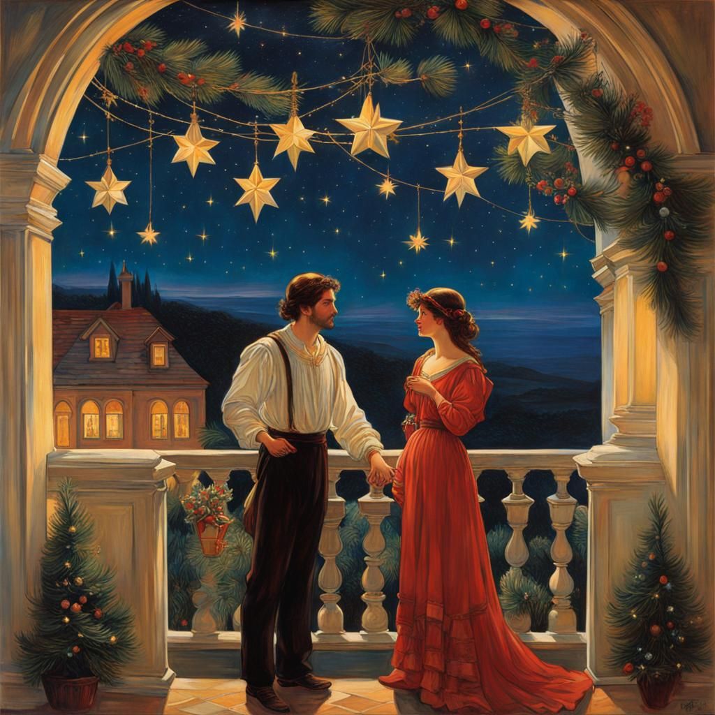 Romantic Christmas Eve Under Starry Sky