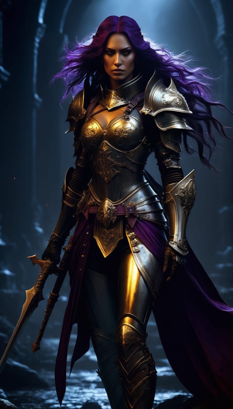 Female Demon Knight in Dark Fantasy Art Style