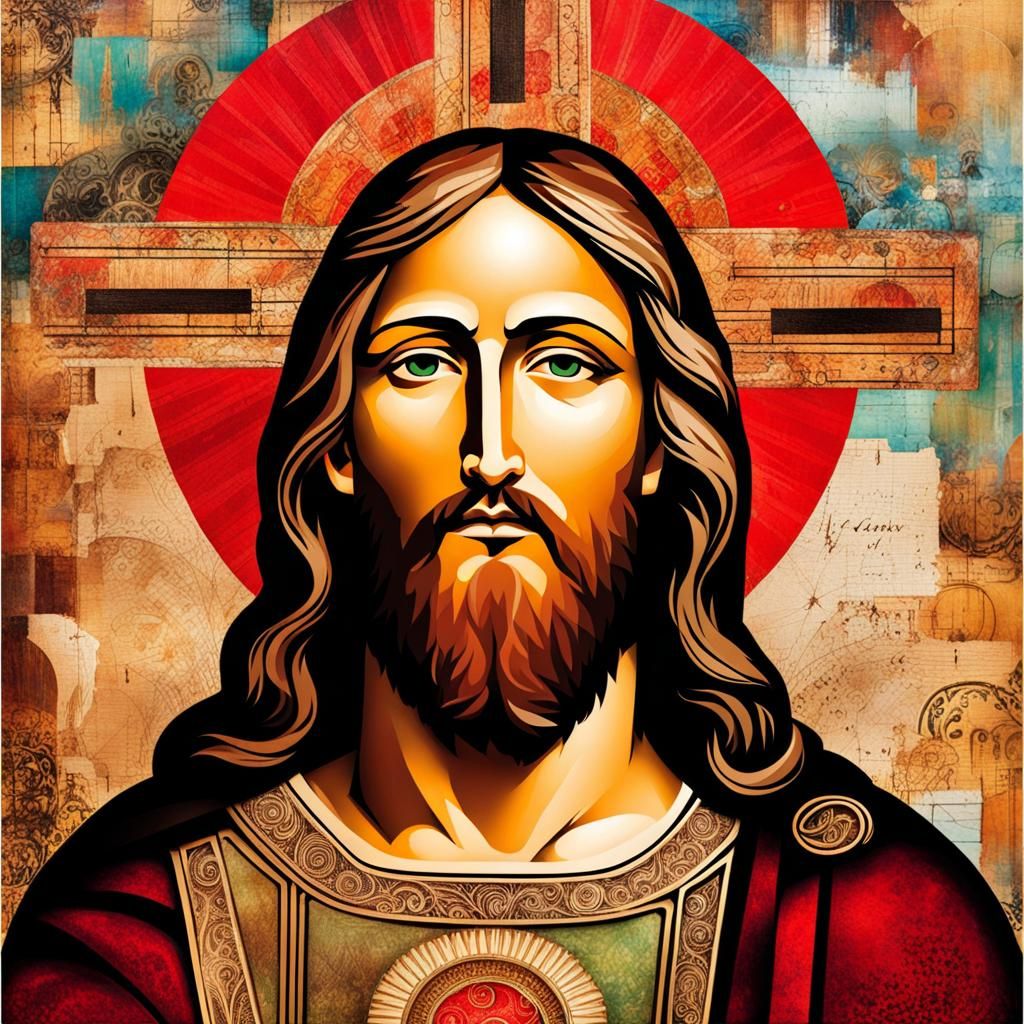 Mixed Media Collage Featuring Christ
