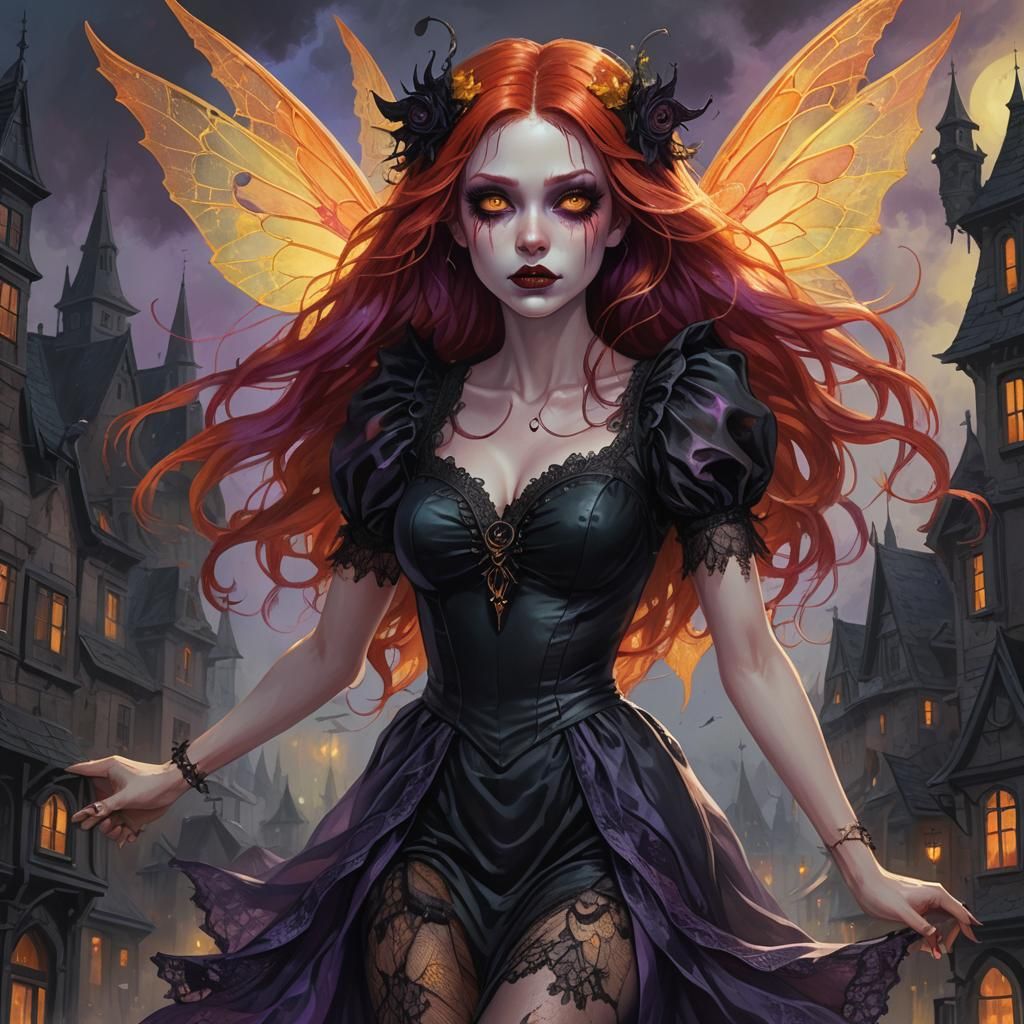 Gothic Fairy in Macabre Fantasy Scene