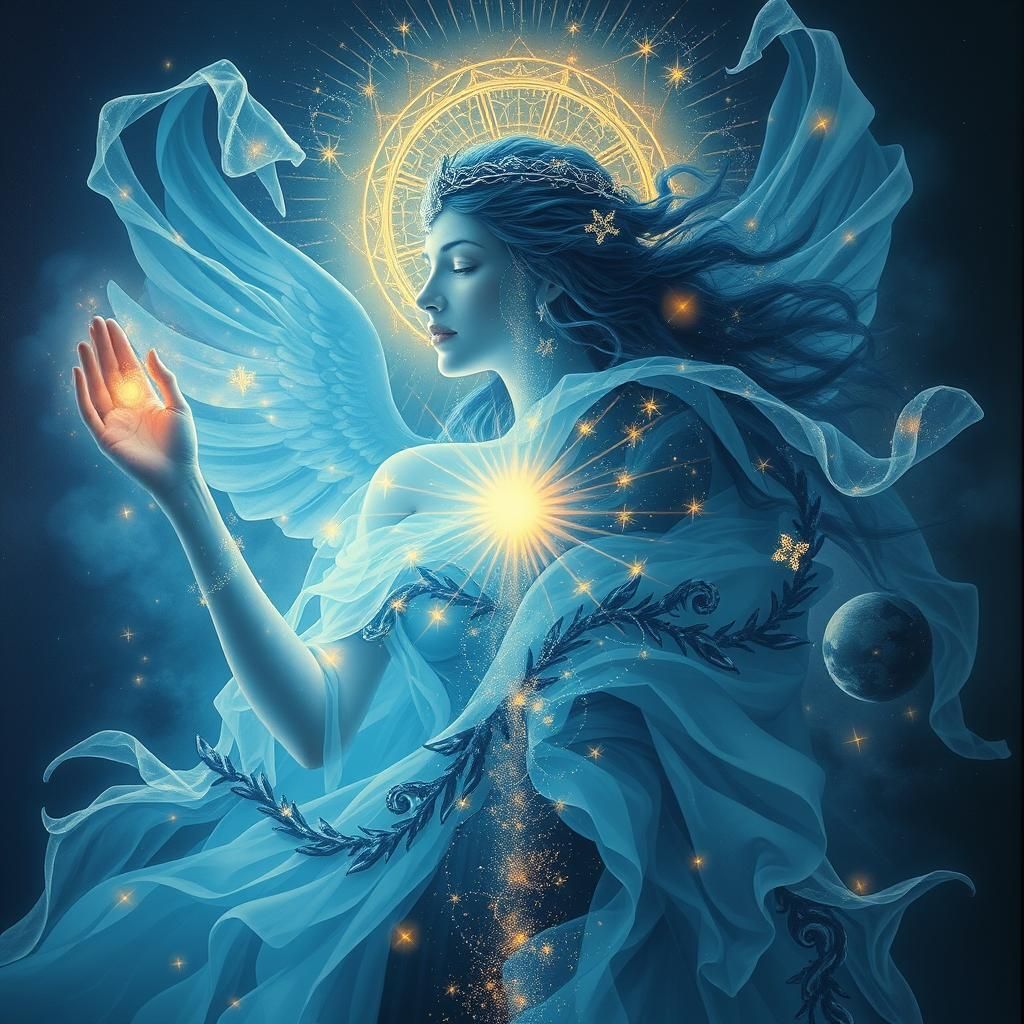 Ethereal Zodiac Goddess in Double Exposure Acrylic