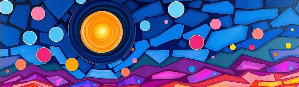 Abstract Rainbow Landscape in Impasto Style