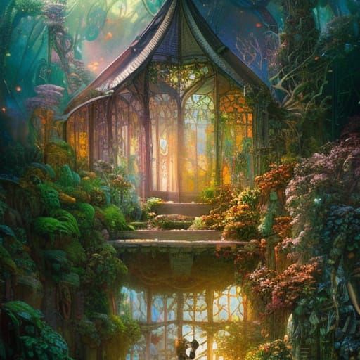 Hyperdetailed Potting Shed Interior in Rococo Style