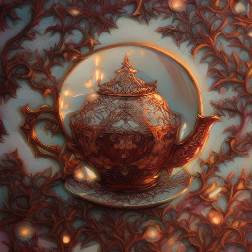 Glowing Fairytale Teacup with Flower Petals