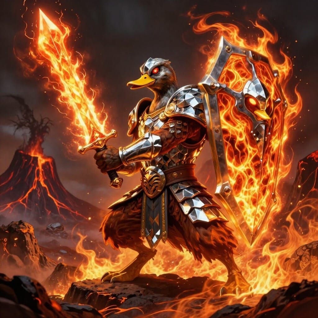 Fierce Duck Warrior in Cursed Diamond Armor
