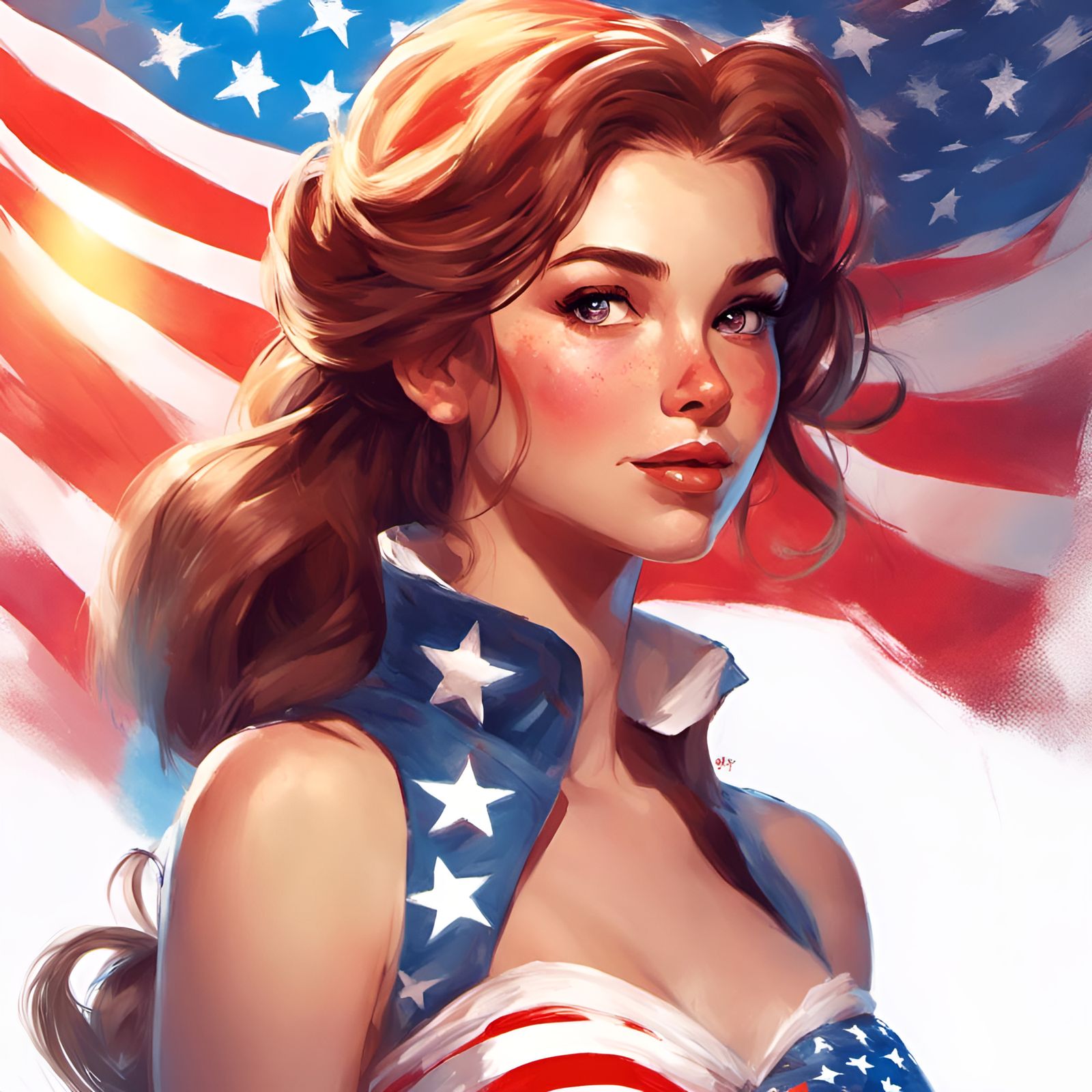 Princess Belle in American Flag Outfit
