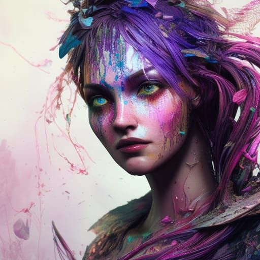 Hypermaximalist Portrait of Evie in 3D Digital Art