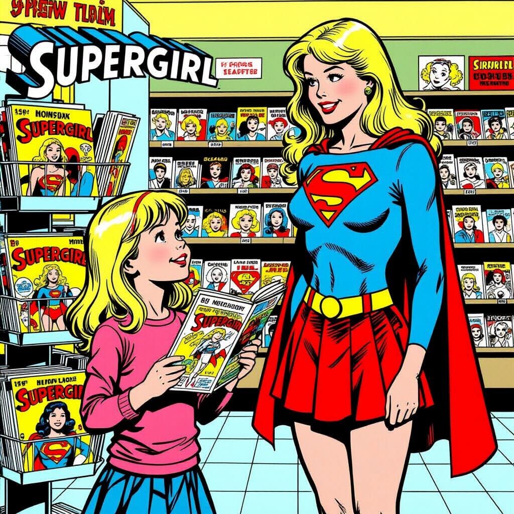 Supergirl Meets a Young Fan: Comic Art