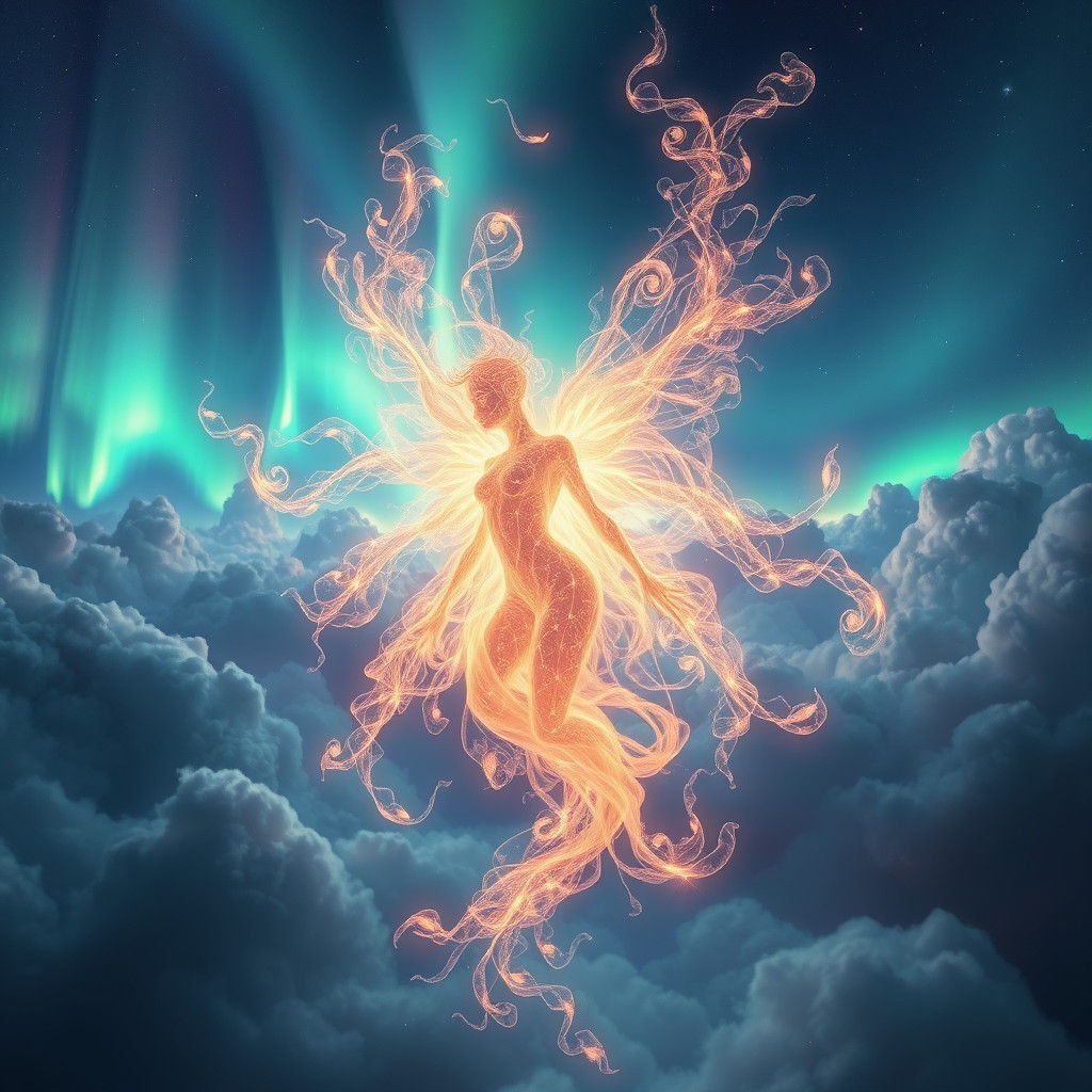 Ethereal Being of Light in Fantasy Landscape