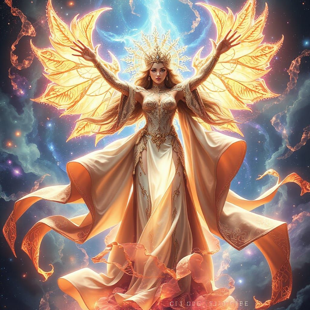 Divine Goddess Final Boss in High-Fantasy Concept Art Style