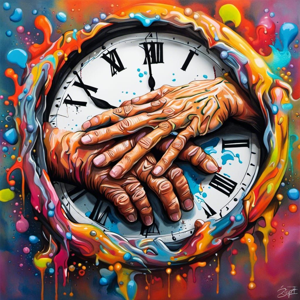 Hands of Time: Graffiti Art with Clock Hands